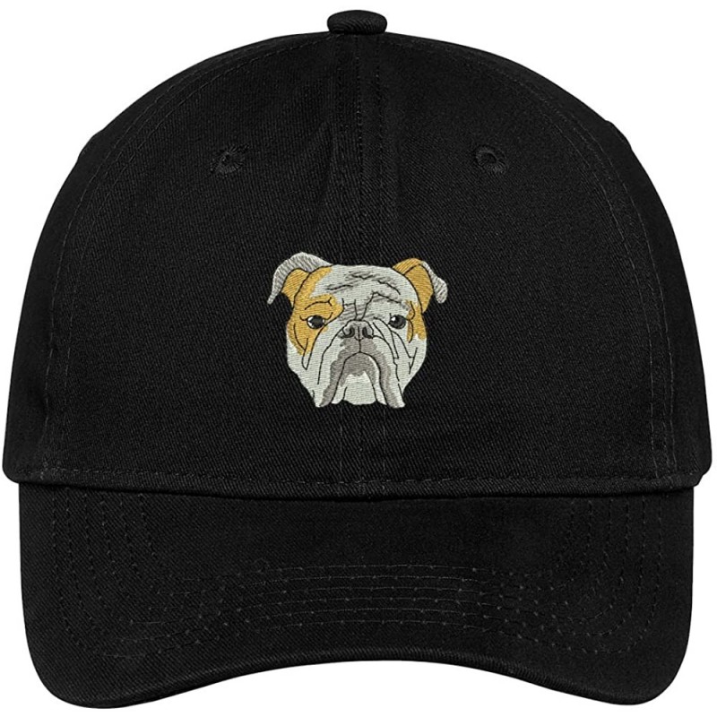 Baseball Caps English Bulldog Head Embroidered Low Profile Soft Cotton Brushed Cap - Black - CU12NVEUEOX $20.67