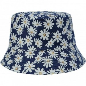 Bucket Hats Fashion Print Bucket Hat Summer Fisherman Cap for Women Men - Daisy Navy - CO19847HN8Y $18.78