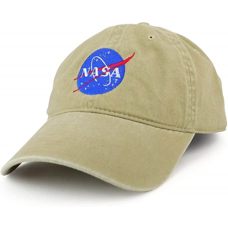 Baseball Caps NASA Insignia Embroidered 100% Cotton Washed Cap - Khaki - C812O2WC921 $22.06