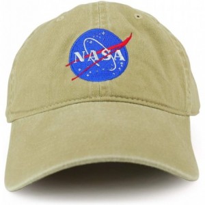 Baseball Caps NASA Insignia Embroidered 100% Cotton Washed Cap - Khaki - C812O2WC921 $22.06