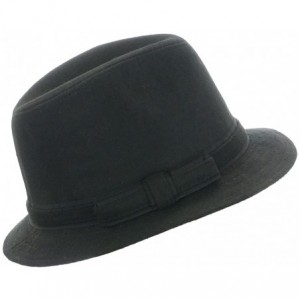 Fedoras Women's Large Size Felt Ribbon Band Winter Fedora Hat - Black - CV11RX6EVQF $12.64