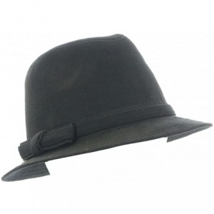 Fedoras Women's Large Size Felt Ribbon Band Winter Fedora Hat - Black - CV11RX6EVQF $12.64