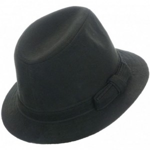 Fedoras Women's Large Size Felt Ribbon Band Winter Fedora Hat - Black - CV11RX6EVQF $12.64