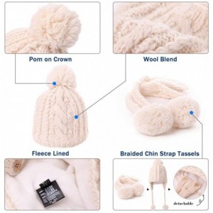 Skullies & Beanies Women Knit Beanie Snow Winter Hat Ski Cap with Pom for Girl Cold Weather 54-60cm - 16203-beige - C318II3XQ...