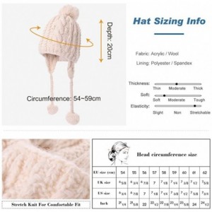 Skullies & Beanies Women Knit Beanie Snow Winter Hat Ski Cap with Pom for Girl Cold Weather 54-60cm - 16203-beige - C318II3XQ...