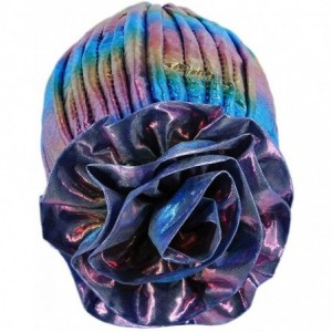 Skullies & Beanies African Printing Turban Cap Hairwrap Headwear Sleep Chemo Bonnet Hat Beanie for Women - Metallic Pink - CY...