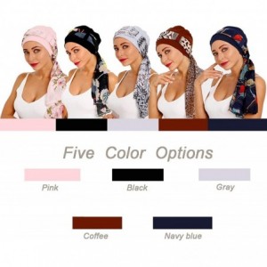 Skullies & Beanies Bamboo Cotton Lined Cancer Headwear for Women Chemo Hat with Scarfs of - Black - CF18WXQETI2 $14.34