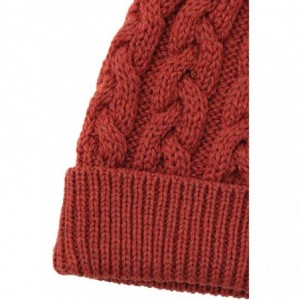 Skullies & Beanies Women's Irish Cable Knitted Soft Pom Faux Fur Hat (100% Merino Wool) - Sienna - CD1974S3SQS $28.20