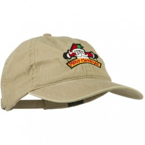 Baseball Caps Merry Christmas Santa Claus Embroidered Cotton Cap - Khaki - CH11ONZ96YL $28.25