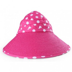 Sun Hats Classic Roll up Foldable Wide Large Brim Summer Swimming Beach Sun Hat - Magenta - CD12GSL7GPX $16.89