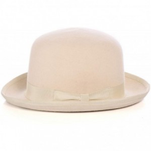 Fedoras Premium Lined Wool Clockwork Orange Style English Bowler Derby Hat - Off White - CK12N3BLQZG $39.01