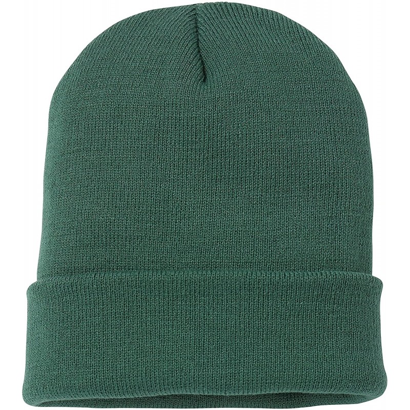 Skullies & Beanies Soft-Knit Turn Up Beanie Hat - Slouchy Beanie Hat - Moss - CG12LLFKK7H $10.15