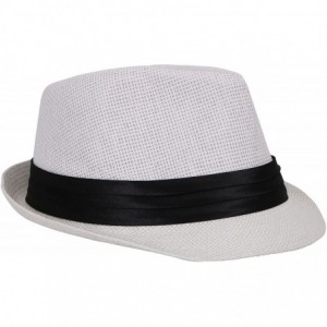 Fedoras Men/Women Classic Lightweight Straw Fedora Hat w/Band - White - CD180EK7KIG $13.46