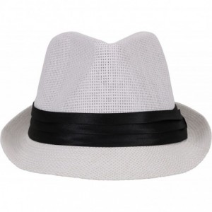 Fedoras Men/Women Classic Lightweight Straw Fedora Hat w/Band - White - CD180EK7KIG $13.46