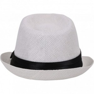 Fedoras Men/Women Classic Lightweight Straw Fedora Hat w/Band - White - CD180EK7KIG $13.46