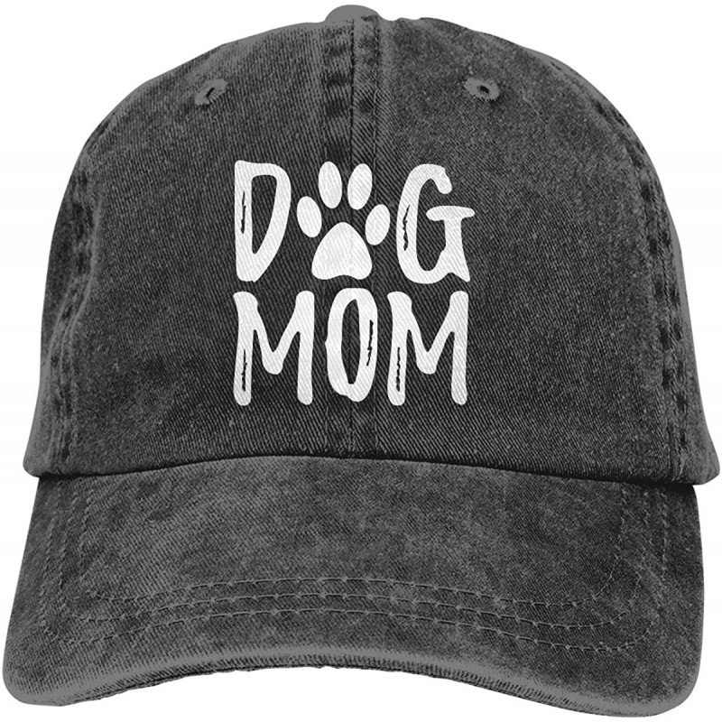 Baseball Caps Denim Fabric Adjustable Dog Mom Hat Fashion Distressed Baseball Cap for Women - Black - CD187DHAR6O $10.93