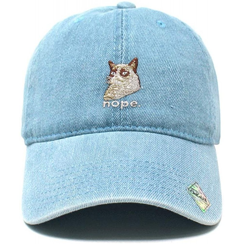 Baseball Caps Grumpy Cat Design Dad Hat l - Light Denim - CS18NH2YZD2 $20.44