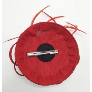 Berets Womens Fascinator Hat Sinamay Pillbox Flower Feather Tea Party Derby Wedding Headwear - Red - CJ18NONY80E $12.12