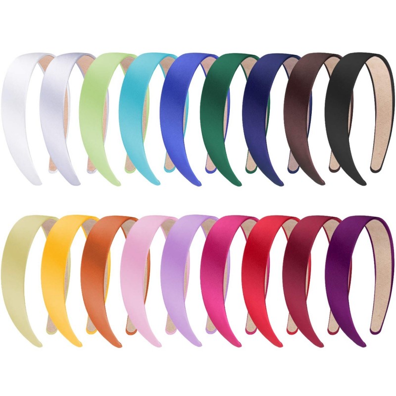 Headbands 18 Pieces Satin Headbands 1 Inch Wide Non-slip Headband Colorful DIY Headbands for Women and girls - C318ROL6QXY $1...