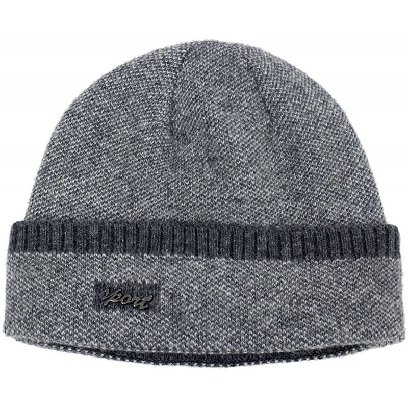 Skullies & Beanies Men's Wool Blend Knit Beanie- Soft & Warm Velour Fleece Lined - Sport - Gray - CH1270EPIWP $12.49