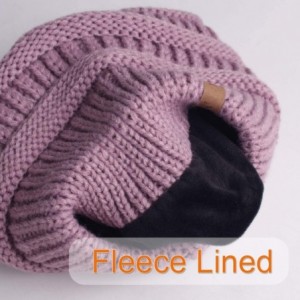 Skullies & Beanies Winter Beanie Hats for Women Cable Knit Fleece Lining Warm Hats Slouchy Thick Skull Cap - Purple - C318XAM...