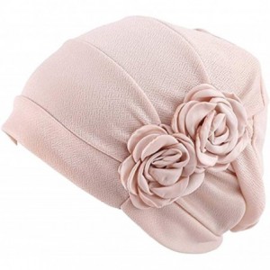 Skullies & Beanies Women Chemo Hat Beanie Flower Headscarf Turban Headwear for Cancer - 5b(2 Packs)15beige+15black - CP18SW95...