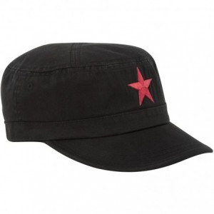 Baseball Caps New Army Cadet Adjustable Hat w/Red Star - Black - C3112QRSAC1 $10.90