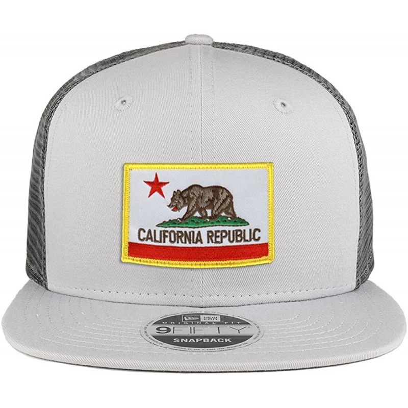 Baseball Caps California Republic Flag Patch Snapback Trucker Cap - Grey - CX189Q84X0M $25.37