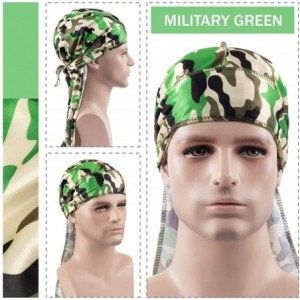 Skullies & Beanies 3PCS Silky Durags Pack for Men Waves- Satin Headwrap Long Tail Doo Rag- Award 1 Wave Cap - Camouflage1 - C...