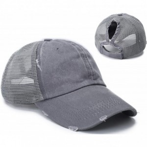 Baseball Caps Women Washed Cotton High Ponytail Baseball Cap - C10-mesh Distressed Grey - CA18WSZHZMT $9.15