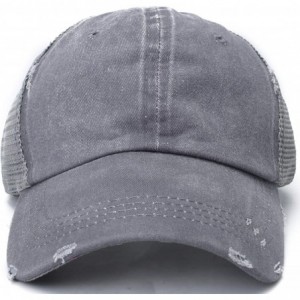 Baseball Caps Women Washed Cotton High Ponytail Baseball Cap - C10-mesh Distressed Grey - CA18WSZHZMT $9.15