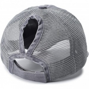 Baseball Caps Women Washed Cotton High Ponytail Baseball Cap - C10-mesh Distressed Grey - CA18WSZHZMT $9.15