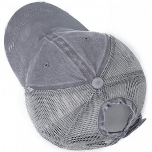 Baseball Caps Women Washed Cotton High Ponytail Baseball Cap - C10-mesh Distressed Grey - CA18WSZHZMT $9.15