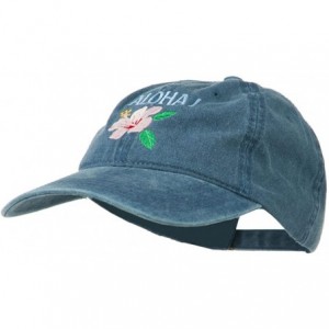 Baseball Caps Hawaii Flower Aloha Embroidered Washed Cap - Blue - CH11RNPI5SV $27.20