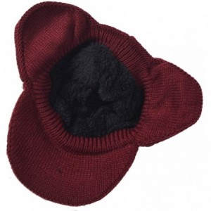 Skullies & Beanies Men's Knit Beanie Visor Skullcap Cadet Newsboy Cap Ski Winter Hat - Earflap-claret - CQ18KRQD94E $10.14